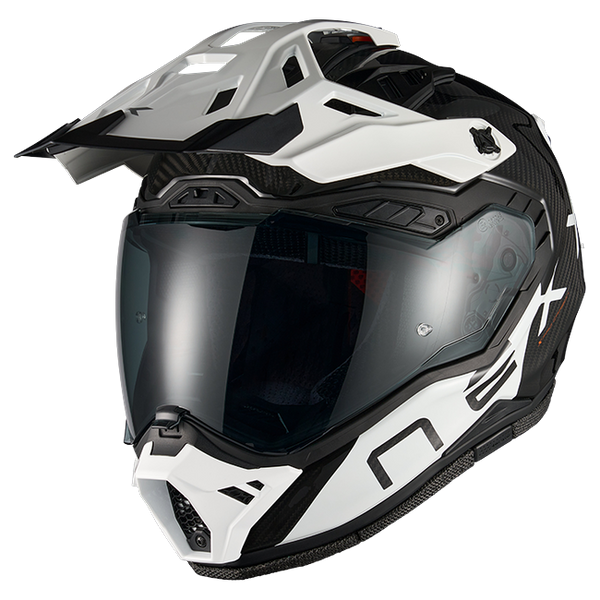 Nexx X.RALLY Gravix Carbon White Adventure Helmet – front three-quarter view