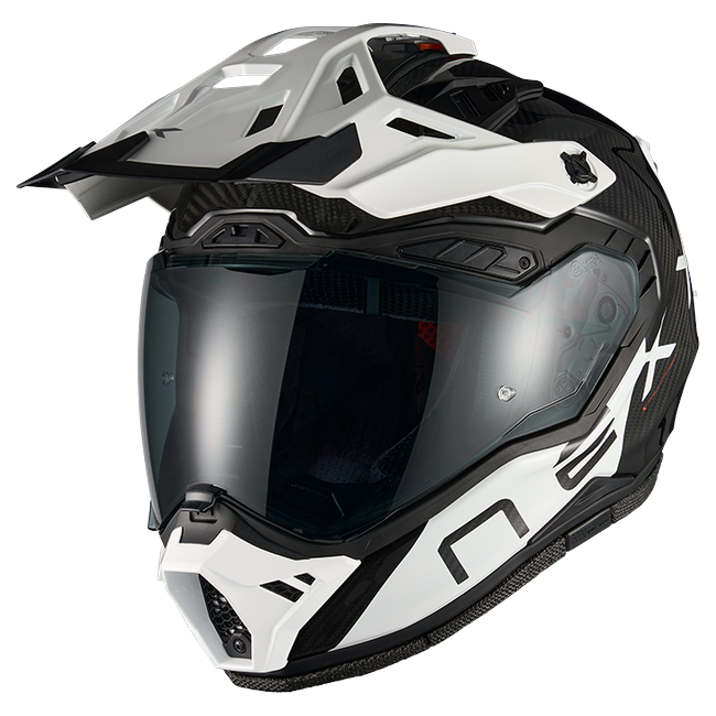 Nexx X.RALLY Gravix Carbon White Adventure Helmet – front three-quarter view