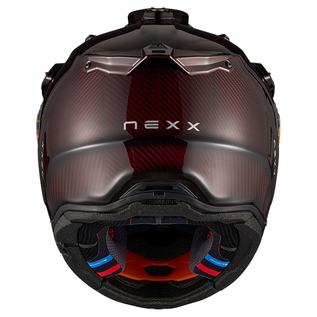 Nexx X.RALLY Namib Carbon Red Adventure Helmet – rear view