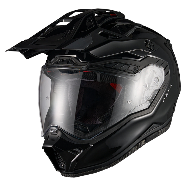 Nexx X.RALLY Plain Black Adventure Helmet – front three-quarter view