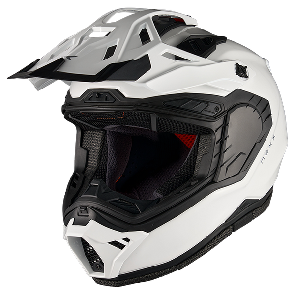 Nexx X.RALLY Plain White Adventure Helmet – three-quarter view, visor removed