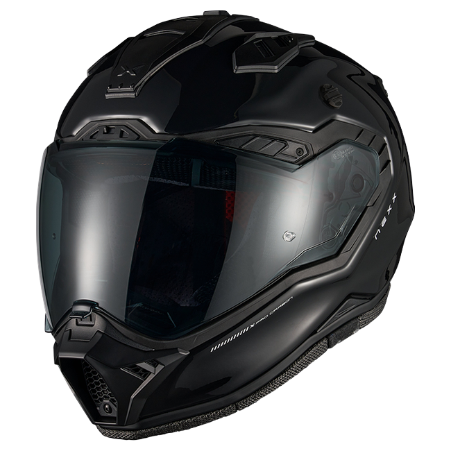Nexx X.RALLY PRO Carbon Black Adventure Helmet – side view, peak removed