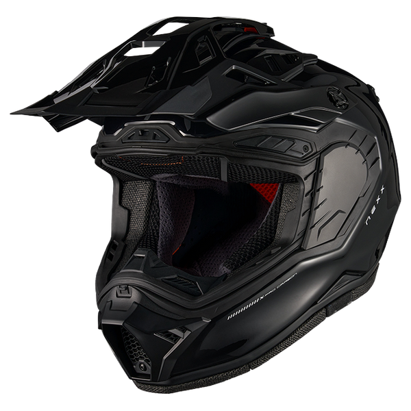 Nexx X.RALLY PRO Carbon Black Adventure Helmet – three-quarter view, visor removed