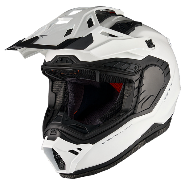Nexx X.RALLY PRO Carbon White Adventure Helmet – three-quarter view, visor removed