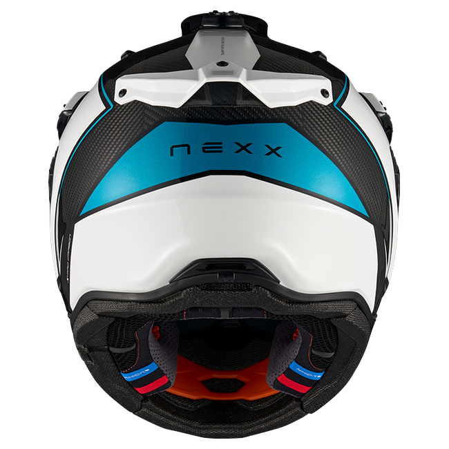 Nexx X.RALLY Raid Blue Pink Adventure Helmet – rear view