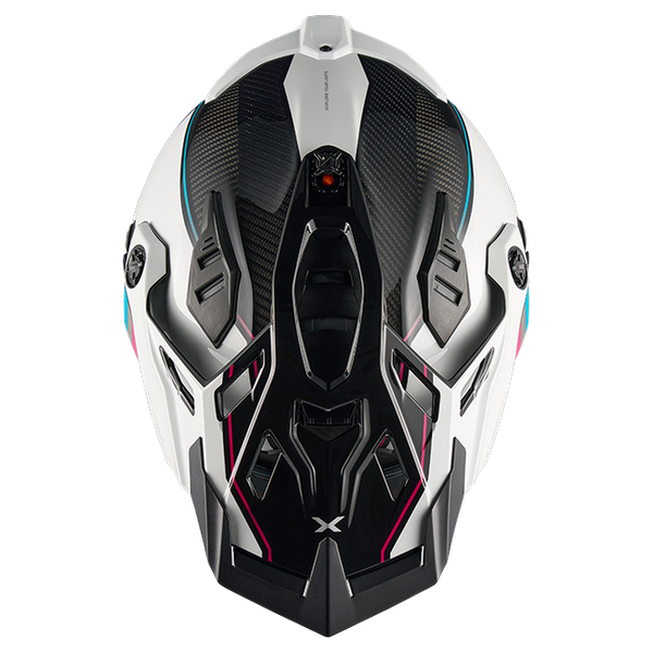Nexx X.RALLY Raid Blue Pink Adventure Helmet – top view