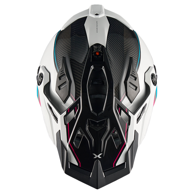 Nexx X.RALLY Raid Blue Pink Adventure Helmet – top view