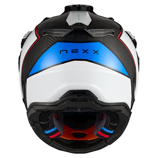 Nexx X.RALLY Raid Blue Red Adventure Helmet – rear view
