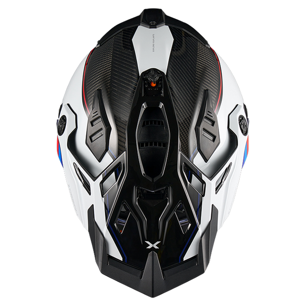 Nexx X.RALLY Raid Blue Red Adventure Helmet – top view