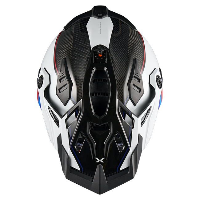 Nexx X.RALLY Raid Blue Red Adventure Helmet – top view