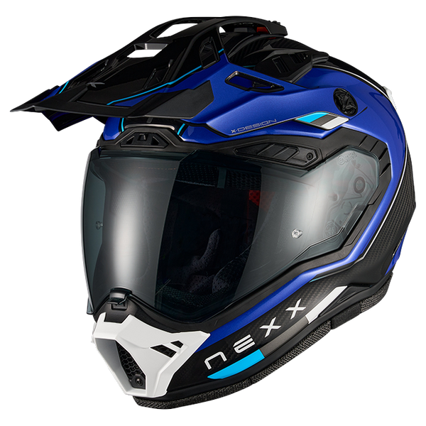 Nexx X.RALLY Raid Blue White Adventure Helmet – front three-quarter view