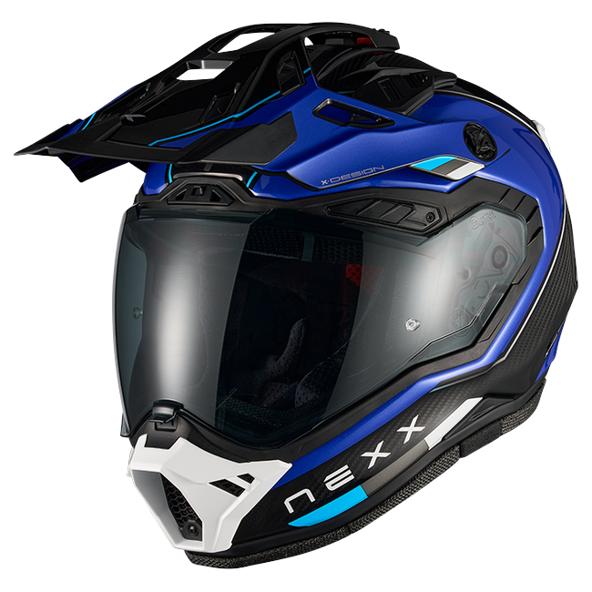 Nexx X.RALLY Raid Blue White Adventure Helmet – front three-quarter view