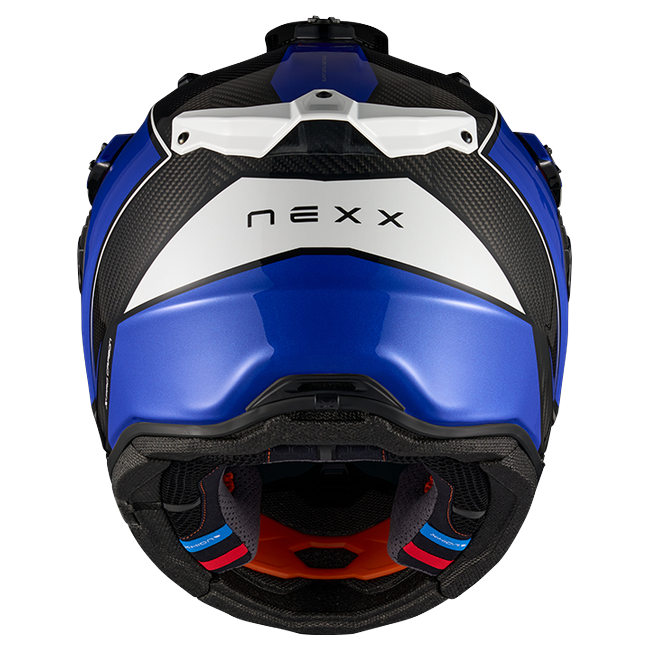 Nexx X.RALLY Raid Blue White Adventure Helmet – rear view