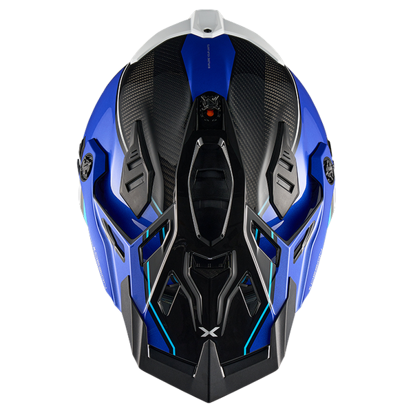 Nexx X.RALLY Raid Blue White Adventure Helmet – top view