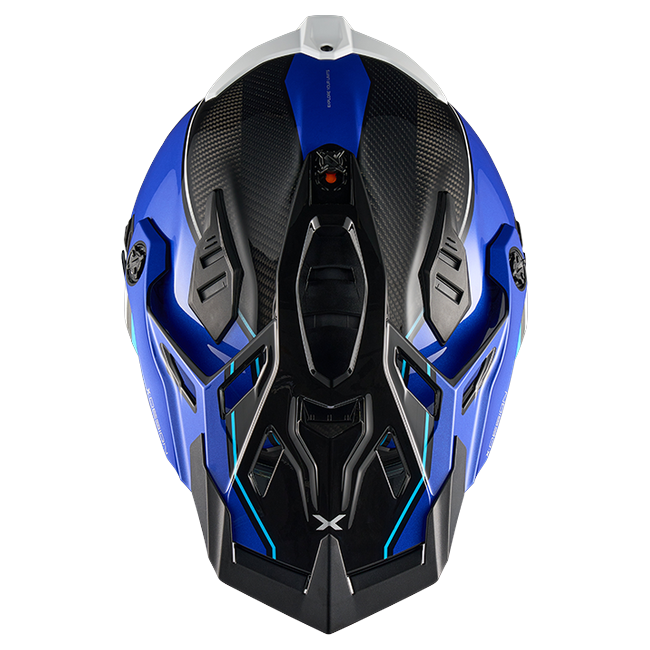 Nexx X.RALLY Raid Blue White Adventure Helmet – top view