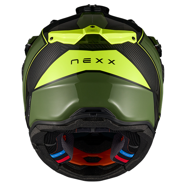 Nexx X.RALLY Raid Green Neon Adventure Helmet – rear view