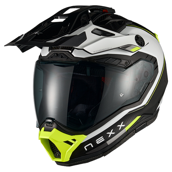 Nexx X.RALLY Raid White Neon Adventure Helmet – front three-quarter view