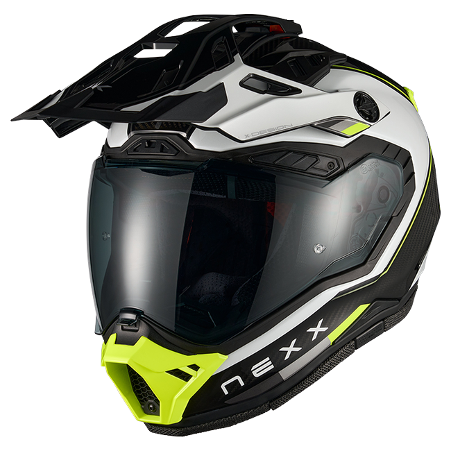 Nexx X.RALLY Raid White Neon Adventure Helmet – front three-quarter view