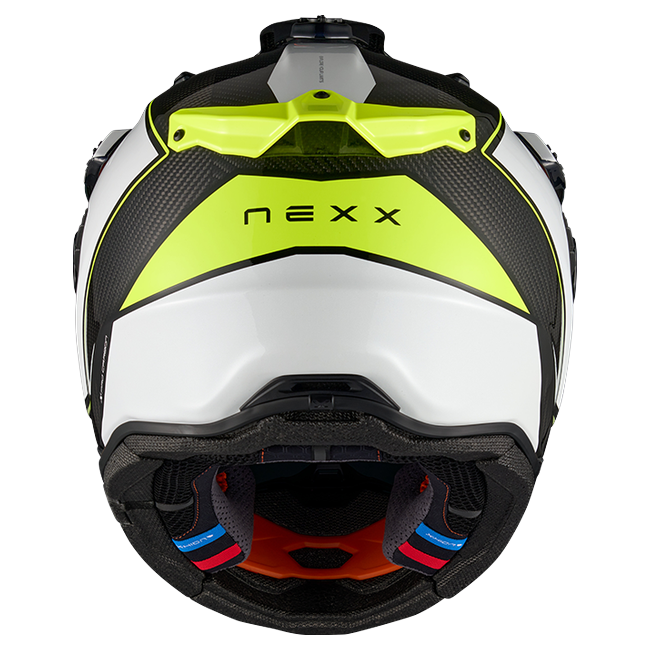 Nexx X.RALLY Raid White Neon Adventure Helmet – rear view