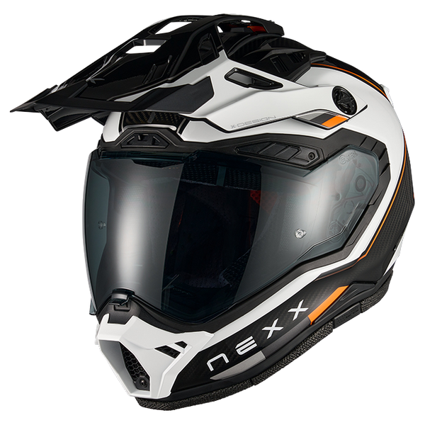 Nexx X.RALLY Raid White Orange Adventure Helmet – front three-quarter view
