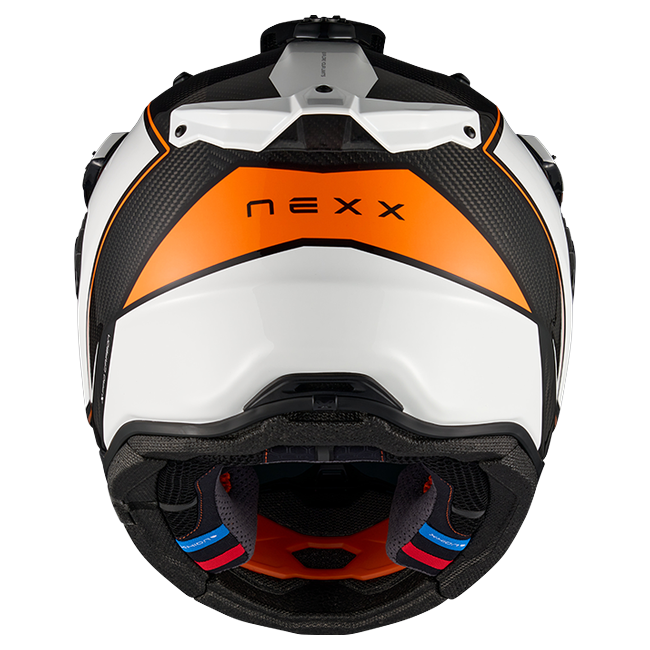 Nexx X.RALLY Raid White Orange Adventure Helmet – rear view