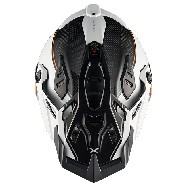 Nexx X.RALLY Raid White Orange Adventure Helmet – top view