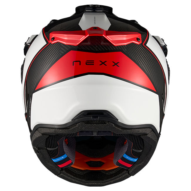 Nexx X.RALLY Raid White Red Adventure Helmet – rear view