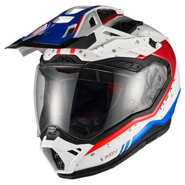 Nexx X.RALLY YUMA Blue Red Adventure Helmet – front three-quarter view