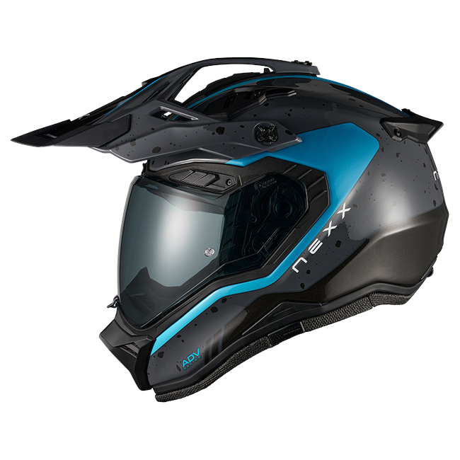 Nexx X.RALLY YUMA Grey Blue Adventure Helmet – side view