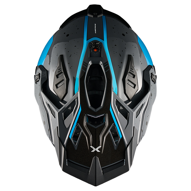 Nexx X.RALLY YUMA Grey Blue Adventure Helmet – top view