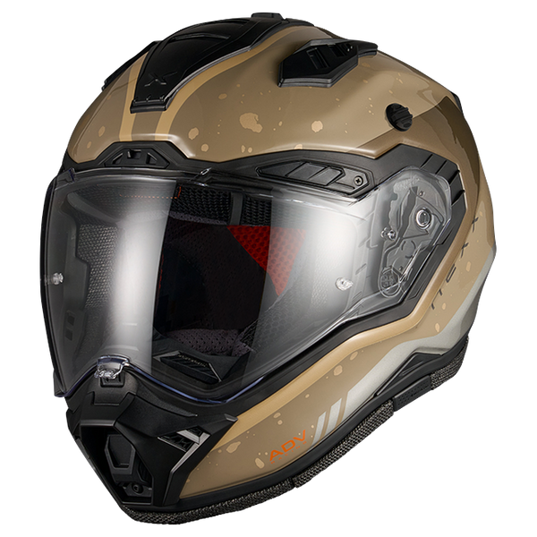 Nexx X.RALLY YUMA Light Sand Adventure Helmet – three-quarter view, peak removed