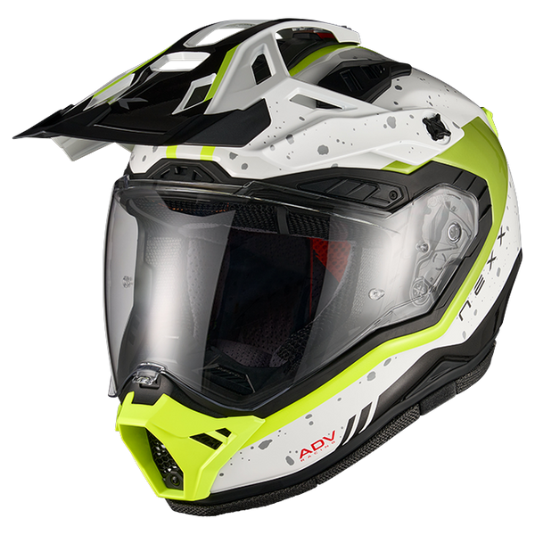 Nexx X.RALLY YUMA White Neon Adventure Helmet – front three-quarter view