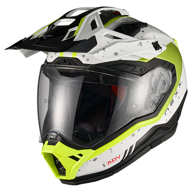 Nexx X.RALLY YUMA White Neon Adventure Helmet – front three-quarter view