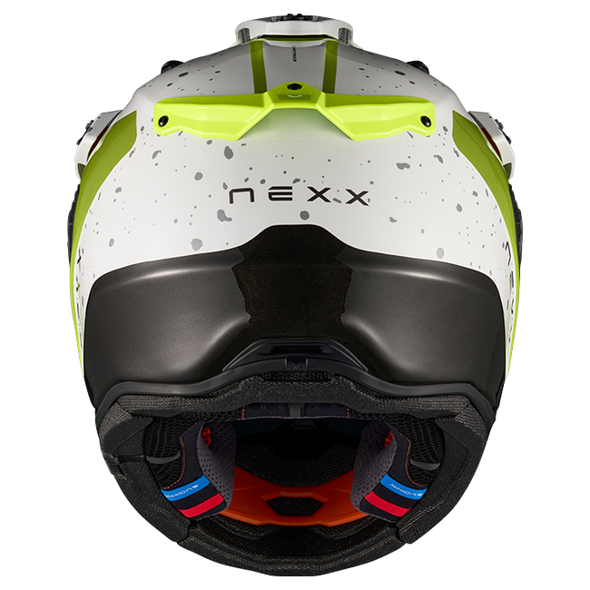 Nexx X.RALLY YUMA White Neon Adventure Helmet – rear view