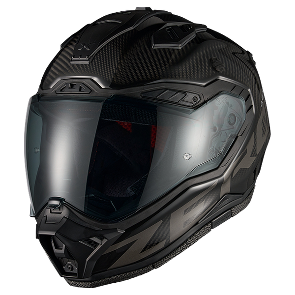 Nexx X.RALLY Zero Pro Carbon Adventure Helmet – three-quarter view, peak removed