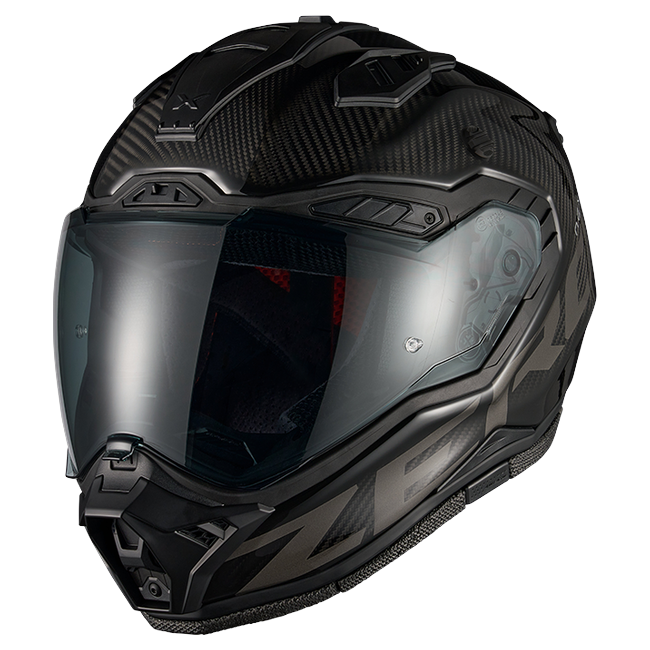 Nexx X.RALLY Zero Pro Carbon Adventure Helmet – three-quarter view, peak removed