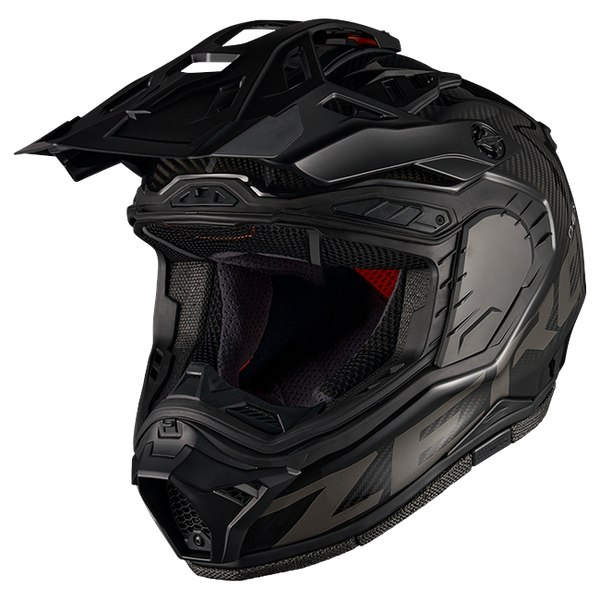 Nexx X.RALLY Zero Pro Carbon Adventure Helmet – three-quarter view, visor removed