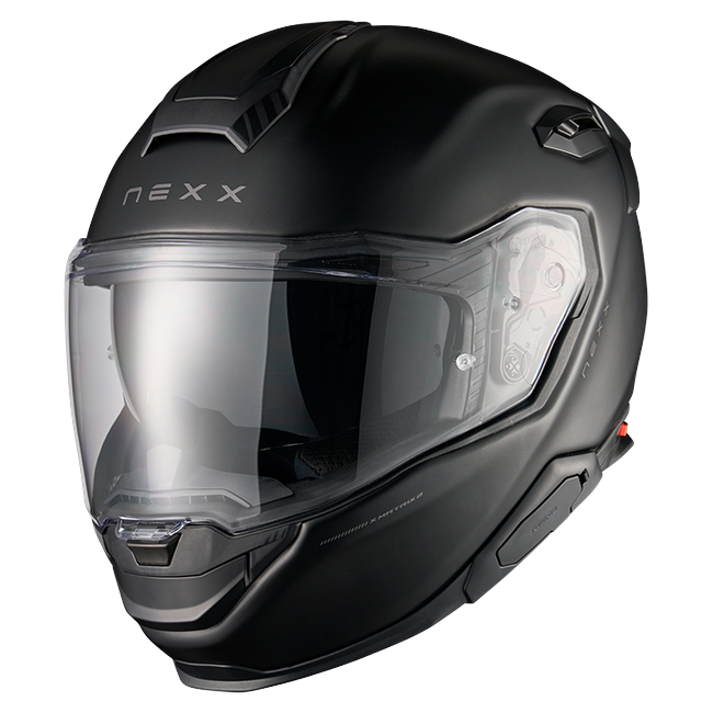 Nexx X.TR Plain Black Sport Touring Helmet – front three-quarter view