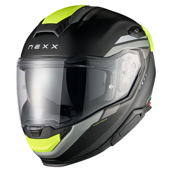 Nexx X.TR Quanta Black Neon Sport Touring Helmet – front three-quarter view