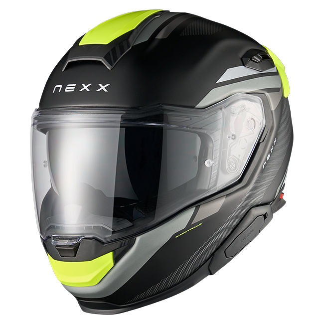 Nexx X.TR Quanta Black Neon Sport Touring Helmet – front three-quarter view