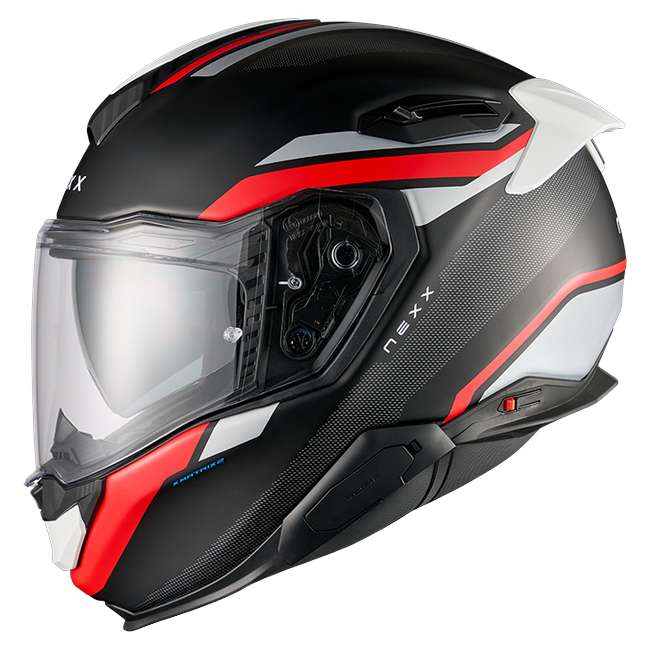 Nexx X.TR Quanta Black Red Sport Touring Helmet – side view
