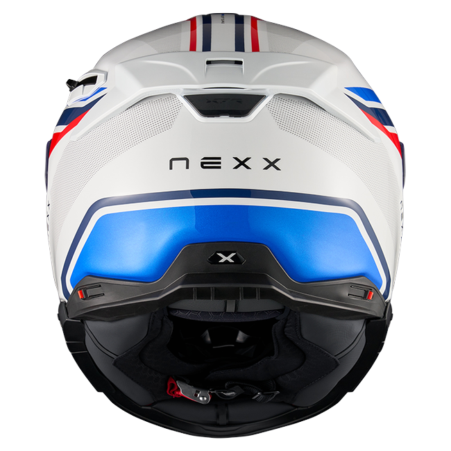 Nexx X.TR Quanta White Blue Sport Touring Helmet – rear view