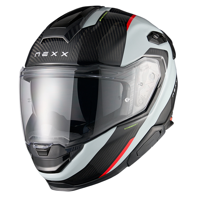 Nexx X.TR Rush Grey Red Sport Touring Helmet – front three-quarter view