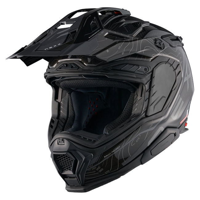Nexx X.WED3 FURKA Black Grey Adventure Helmet – three-quarter view, off-road setup