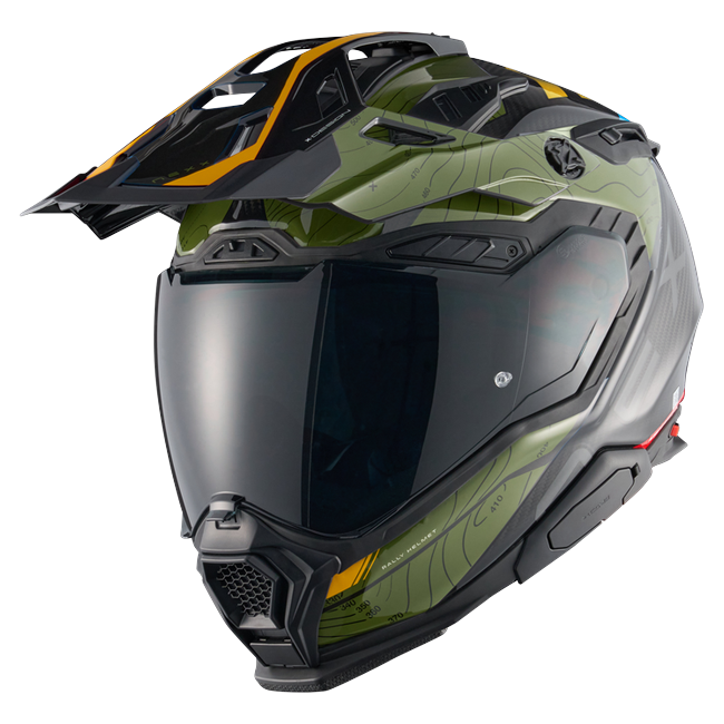 Nexx X.WED3 FURKA Green Yellow Adventure Helmet – front three-quarter view
