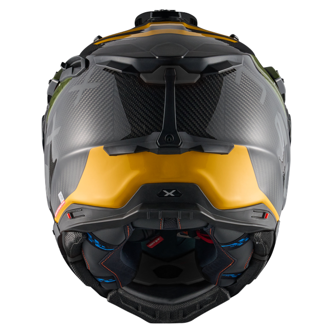 Nexx X.WED3 FURKA Green Yellow Adventure Helmet – rear view