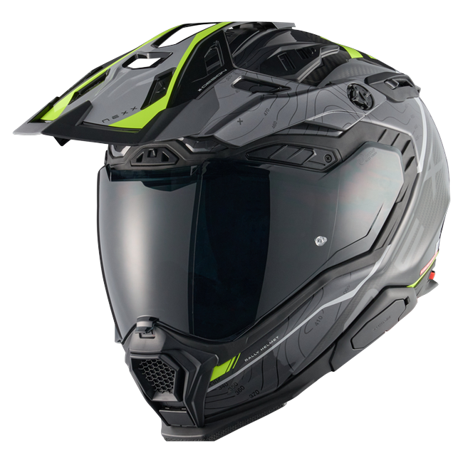 Nexx X.WED3 FURKA Grey Neon Adventure Helmet – front three-quarter view