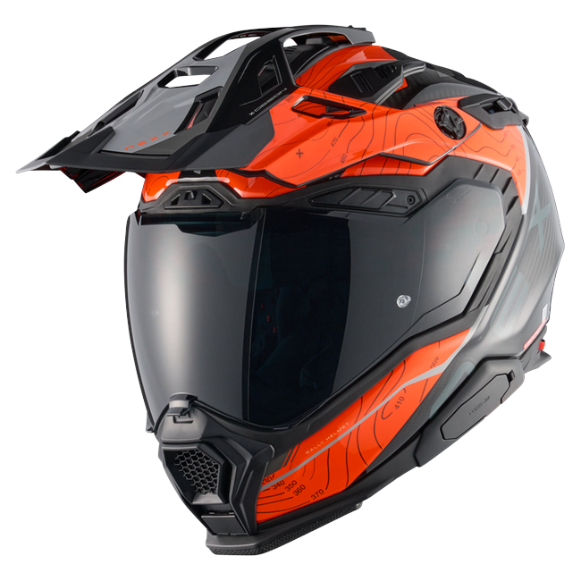Nexx X.WED3 FURKA Orange Grey Adventure Helmet – front three-quarter view