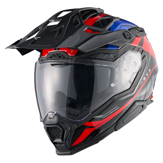 Nexx X.WED3 GOBI Red Blue Adventure Helmet – front three-quarter view