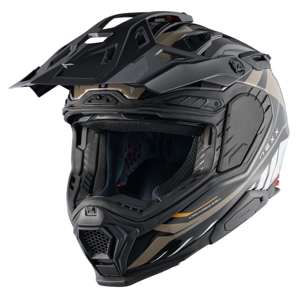 Nexx X.WED3 GOBI Sand White Adventure Helmet – three-quarter view, off-road setup